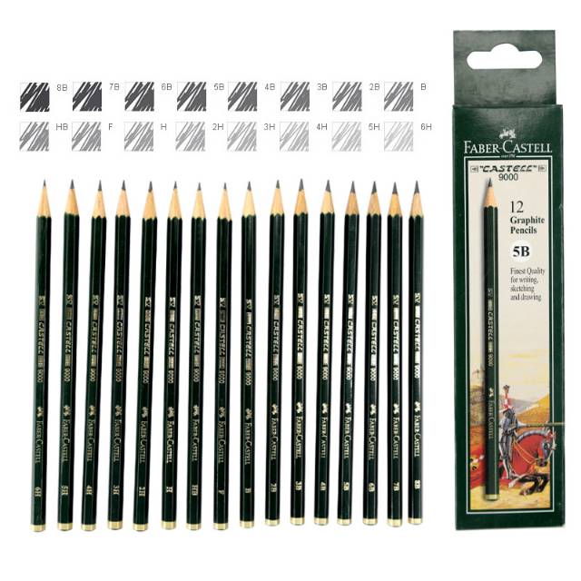 

Pensil Komputer Faber Castell 9000 6H-H, F, HB, B, 2B , 3B-8B