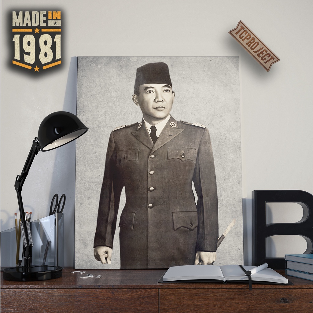 Poster Soekarno - Poster Kayu - Hiasan Dinding