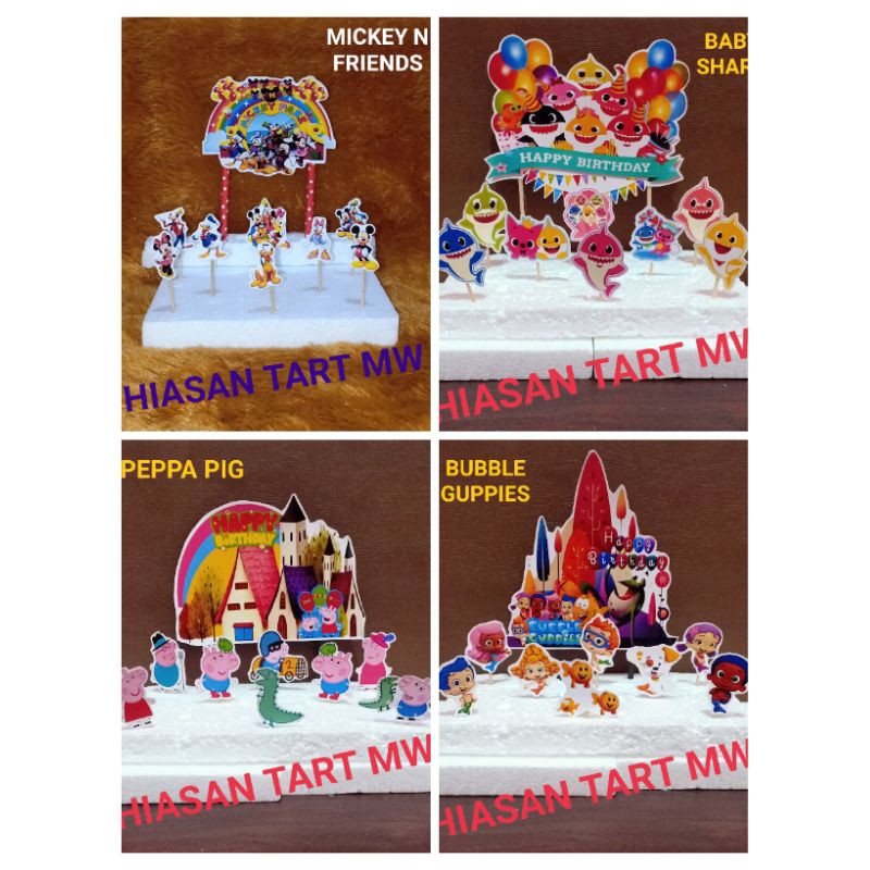 Topper Cake Ulang Tahun Karakter Laki Perempuan / Topper Kue Tart Animals BT21 Baby Shark Tsum Tsum 