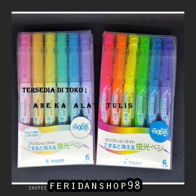 

BT195 PILOT FRIXION LIGHT BEST SET 6 HIGHLIGHTER FRIXION SFL-60SL-6C - WARNA SOFT BY FERIDANSHOP98