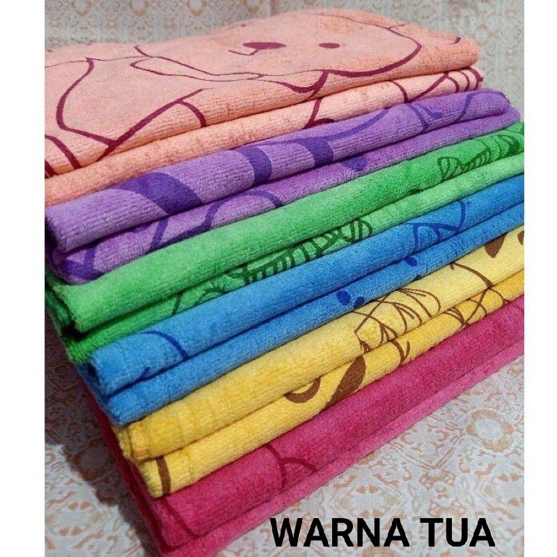 Handuk bayi MICRO FIBER ELASTIS licin lembut 100x50cm warna / baby towel motif warna murah