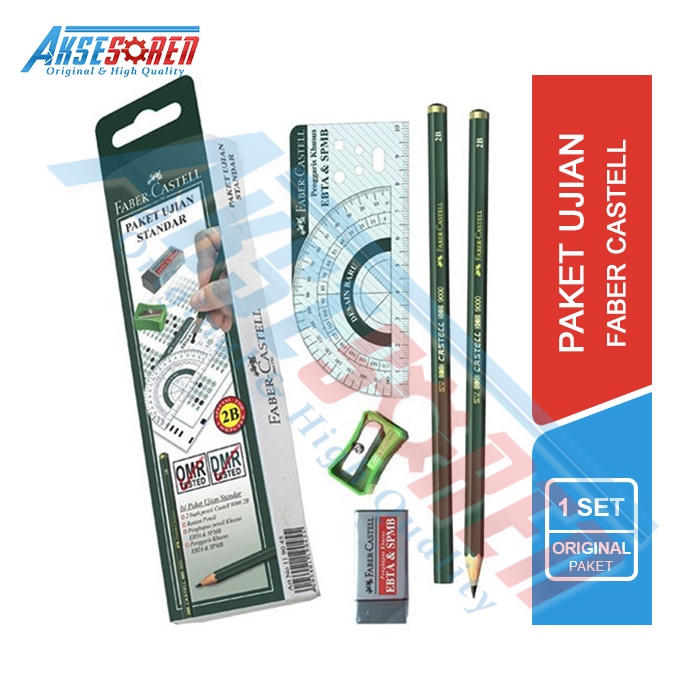 

Paket Ujian Standar Faber Castell / Perlengkapan Alat Tulis Sekolah [2 Pensil 2b + 1 Rautan + 1 Penghapus + 1 Penggaris Busur]