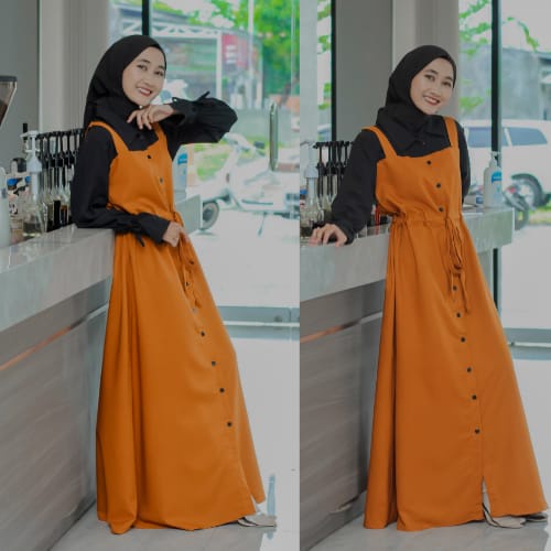 Naura Dress by Elfahma long dress korea gamis remaja terbaru fashsion muslim pakaian muslim wanita d
