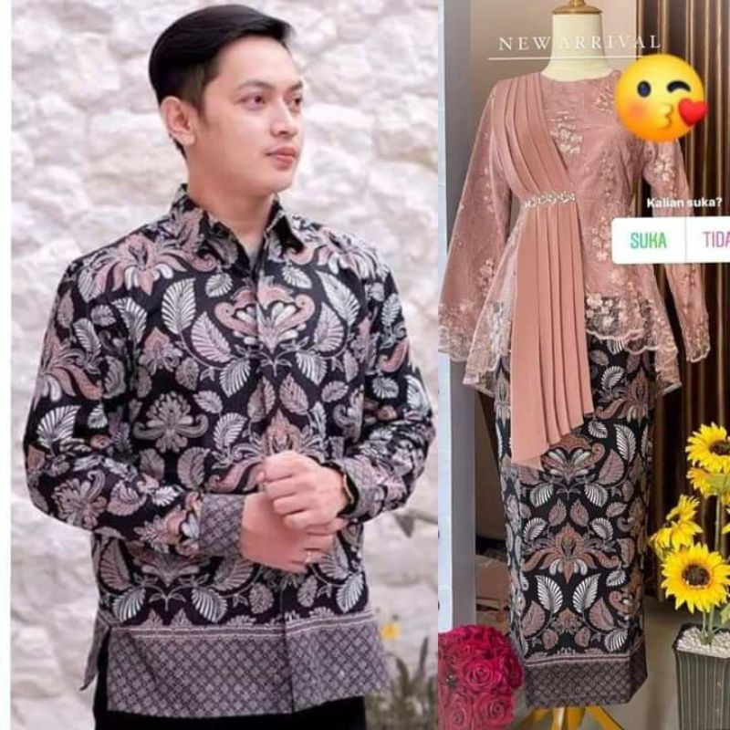 KEBAYA COUPLE SEMI PRANCIS Katun BAHAN KEBAYA SEMI FRANCE CORNELI COUPLE DANILLA BATIK COUPLE Pink-Rose