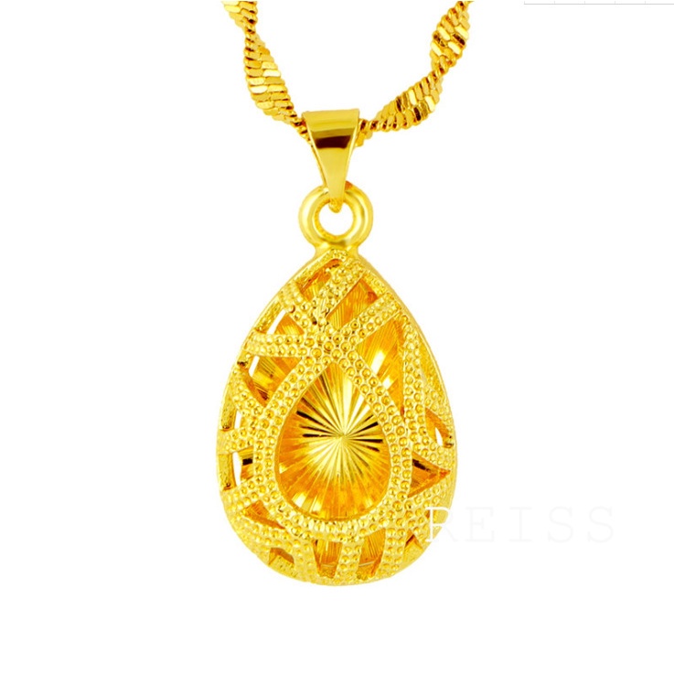 Kalung Rantai Emas 24K 100% Original Bentuk Tetesan Air Untuk Wanita