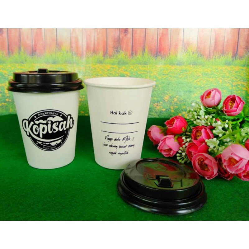 Paper Cup Sablon + Tutup 8oz Min.Order 300 pcs