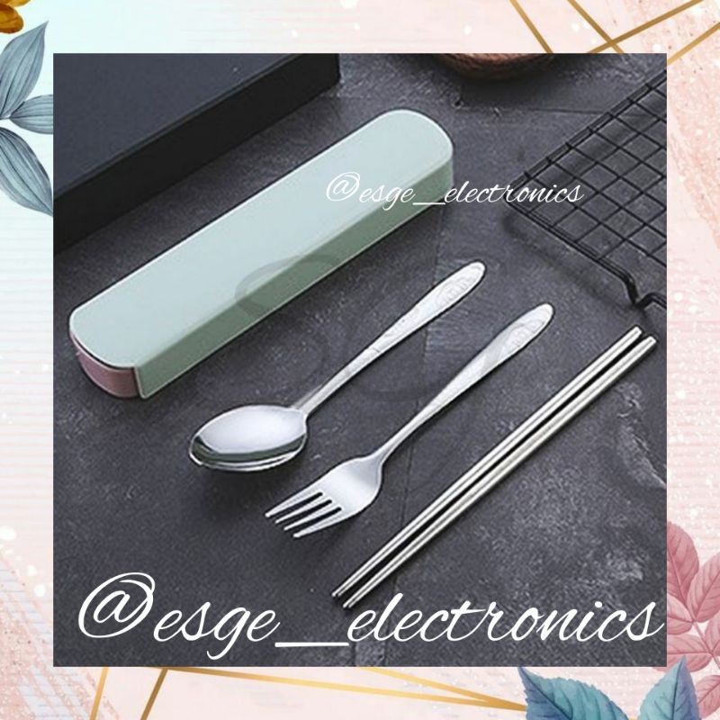 ESGE SET SENDOK MAKAN SET ALAT MAKAN STAINLESS STEEL SET SENDOK GARPU SUMPIT SET TRAVELLING SET KOTAK MAKAN SET SENDOK TRAVEL CUTLERY SENDOK GARPU SET SUMPIT SET KOTAK KECIL ALAT MAKAN BAWA KEMANA MANA ALAT MAKAN KECIL ALAT MAKAN TRAVEL WARNA WARNI