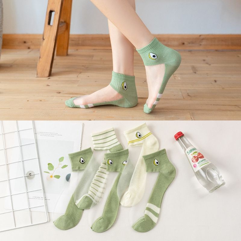 [COD] Kaos Kaki Transparan Motif Avocado Lucu Cute Import Kaos Kaki Casual Fasion Import Kaos Kaki Wanita Pendek