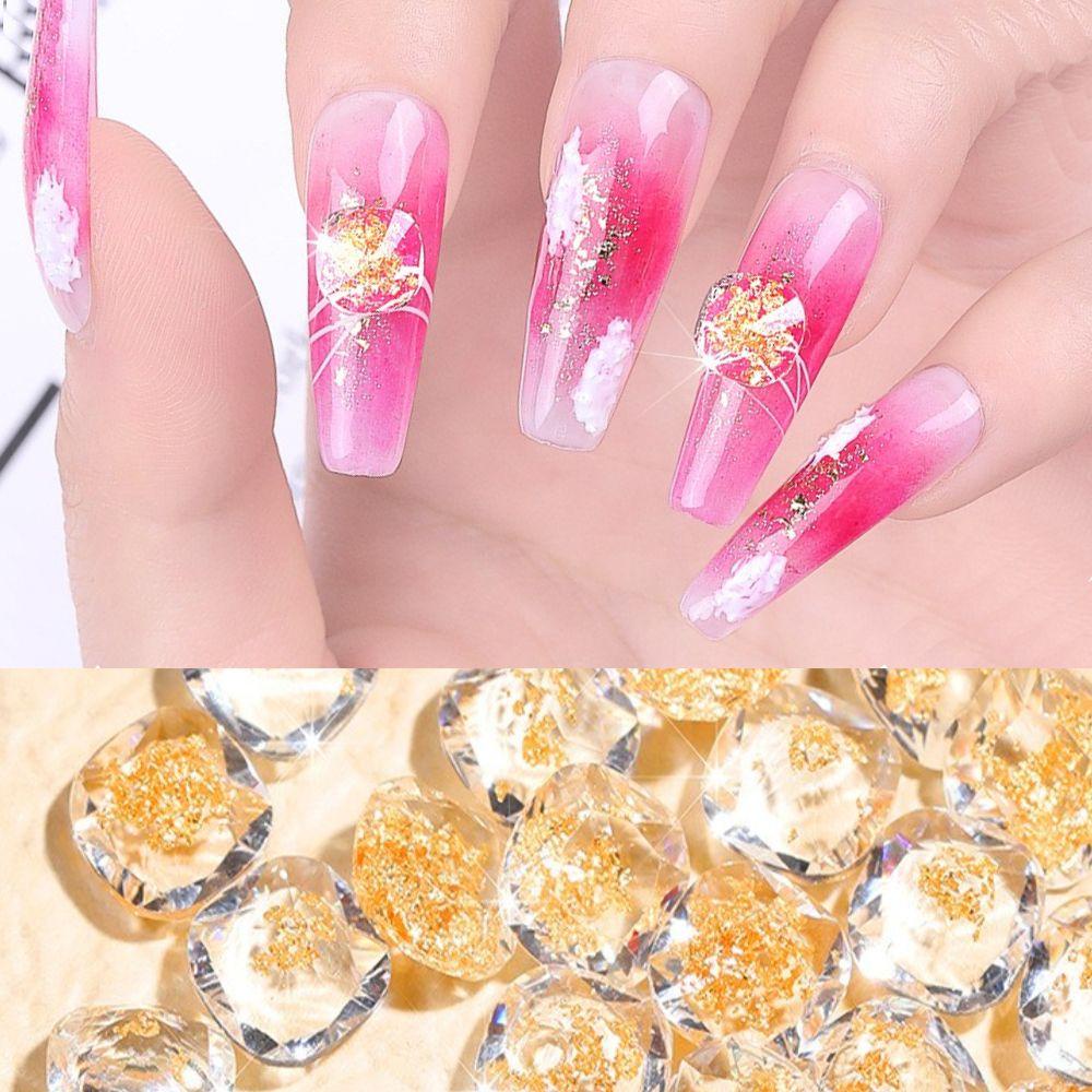 Mxbeauty Dekorasi Nail Art Transparan Titik Bawah DIY Bahan Nail Beauty Stereo Foil Emas Nail Salon Hiasan Kuku