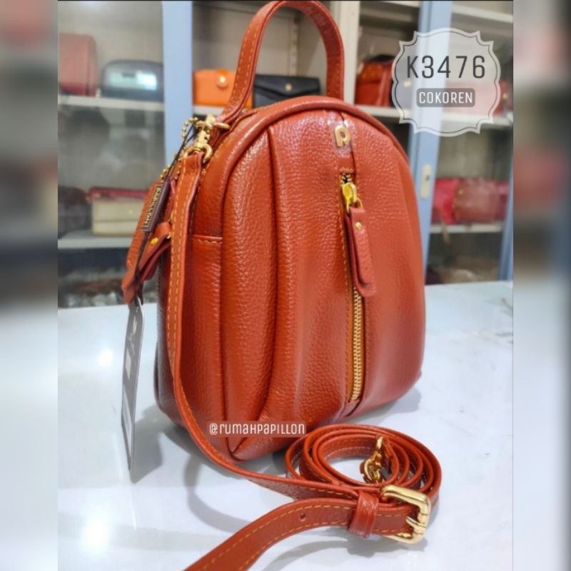 Tas Ransel Wanita Kulit Asli Merk Papillon Original / K3476 Cokoren
