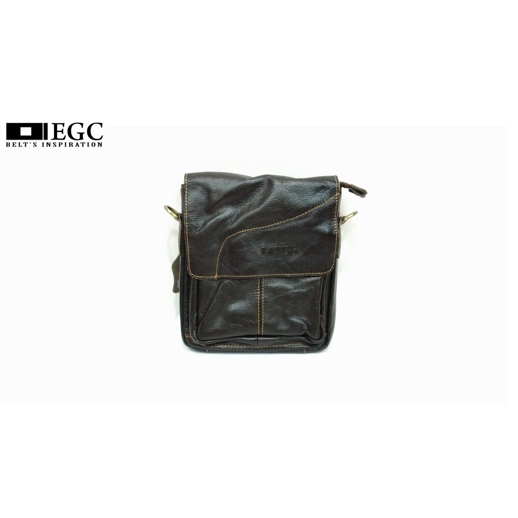 Tas Slempang Selempang Kulit ASLI Ori Laki Pria Cowo Impor Travel Sling Bag Genuine Leather - 8832-1