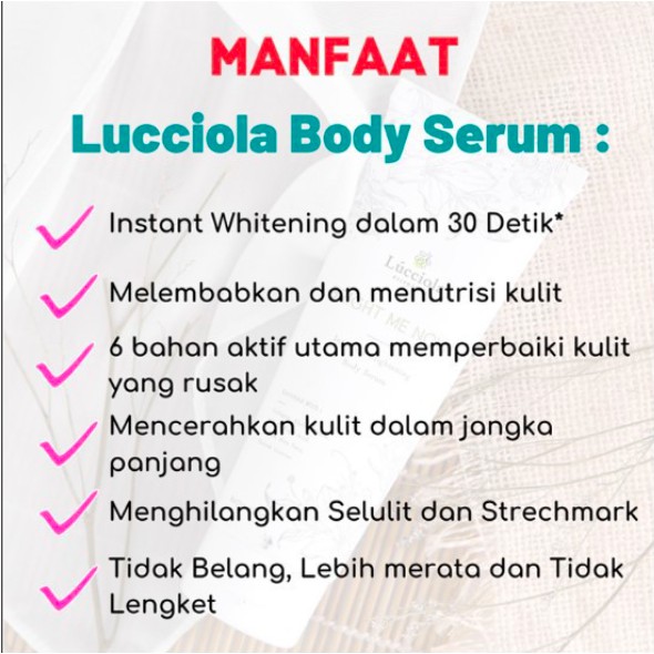 LUCCIOLA Body Serum - Pemutih Pelembab Kulit Kenyal Mulus Cantik Mencerahkan Penghilang Bekas Luka