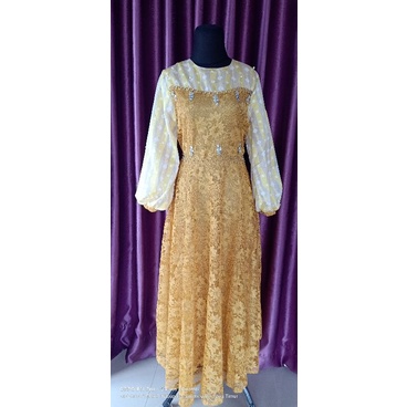 Gamis Pesta Bruklat lengan balon Saya Basic