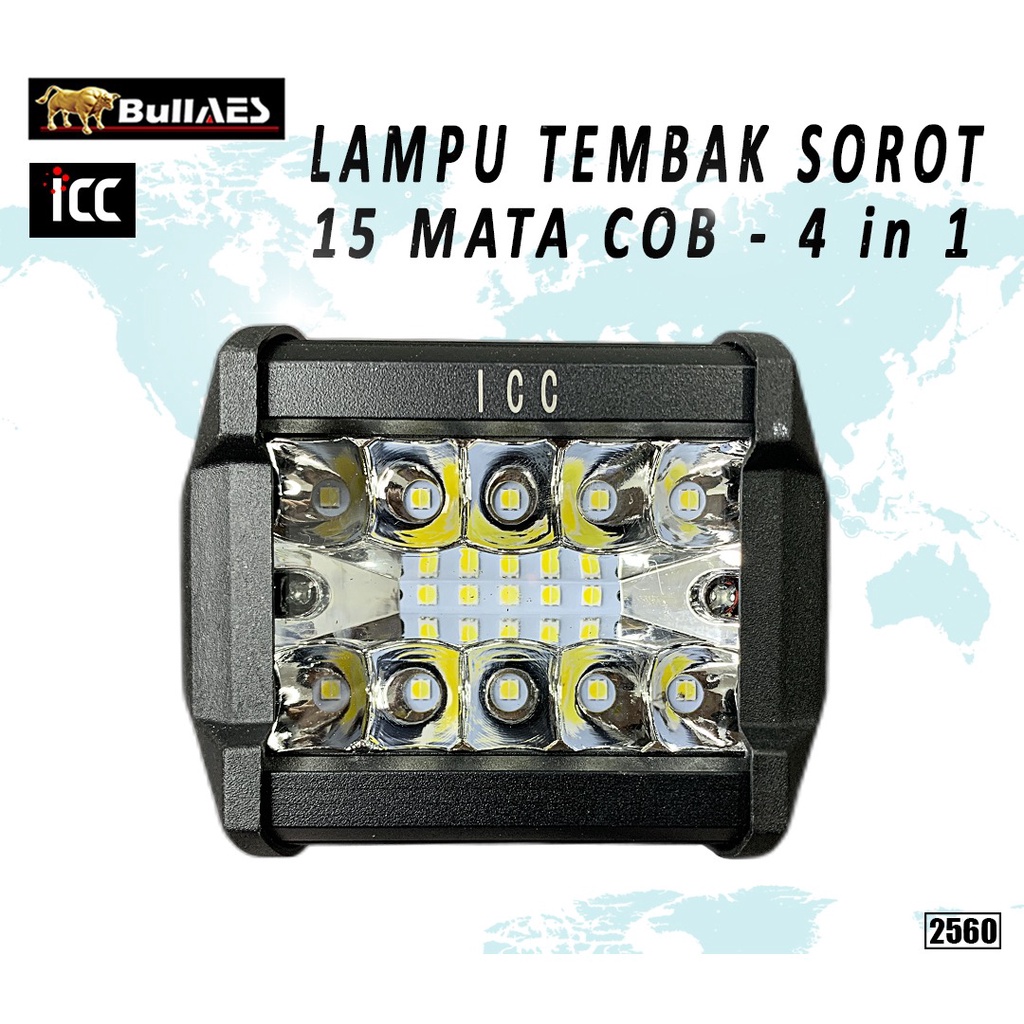 Lampu tembak sorot 15 mata led Cob 4 in 1 PUTIH KUNING MERK ICC | Lampu Cwl V2560