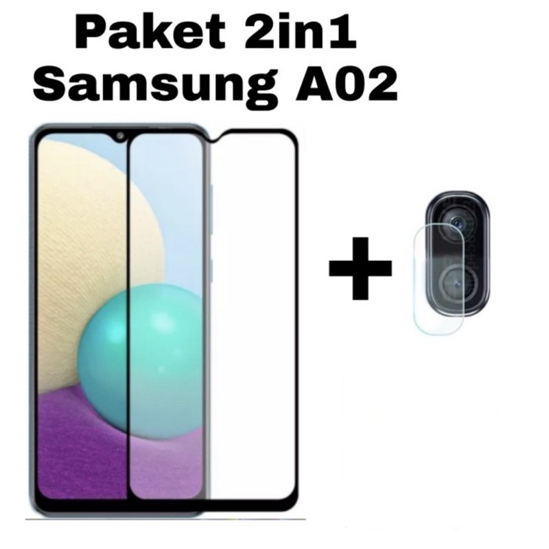 Tempered Glass Full Lem Samsung Galaxy A02 New + Temper Glass Camera - UA