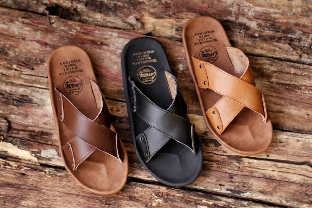 SANDAL KULIT PRIA CEVANY XMIN BLACK BROWN TAN KULIT SAPI ASLI ORIGINAL HANDMADE