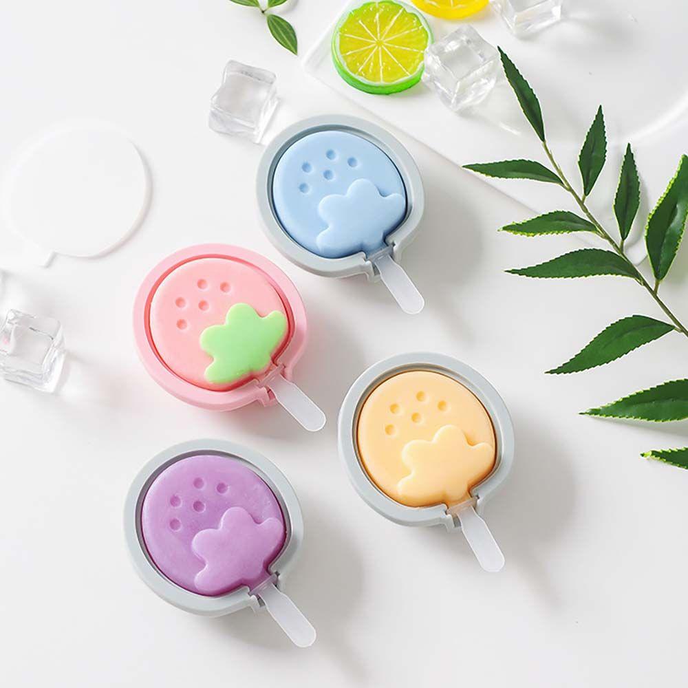 [Elegan] Cetakan Es Krim Musim Panas Dengan Tutup Dan Stik Alat Dessert Ice Tray Gadget Dapur Pembuat Es Pop Buatan Sendiri