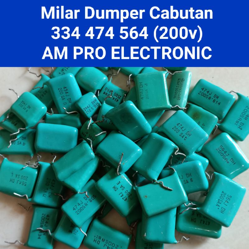 Milar Cabutan 334 394 434 474 504 514 564 604 624 684 200v - 250v Mylar Capacitor Damper Kapasitor Cabutan.