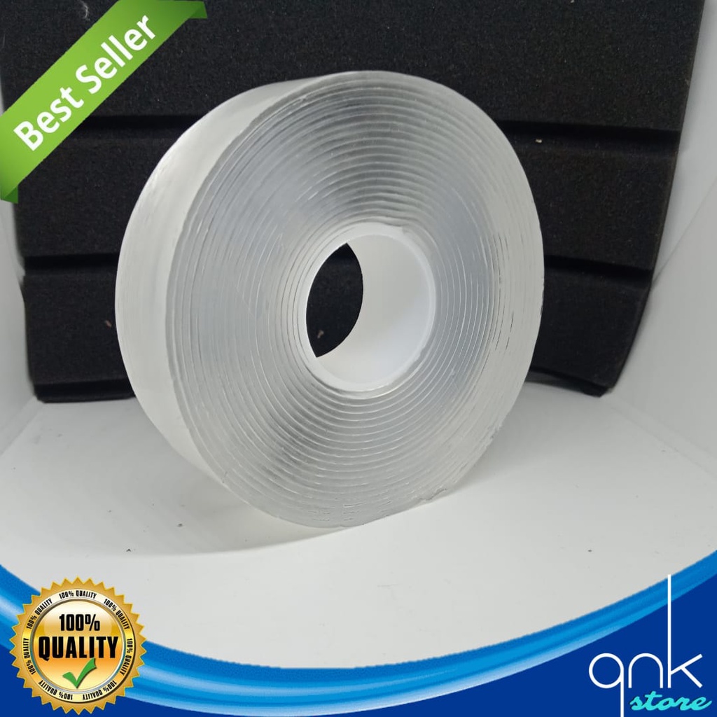 Double Tape Nano 2mm x 5m Double Tape Transparan / Lem Isolasi Selotip Dingding