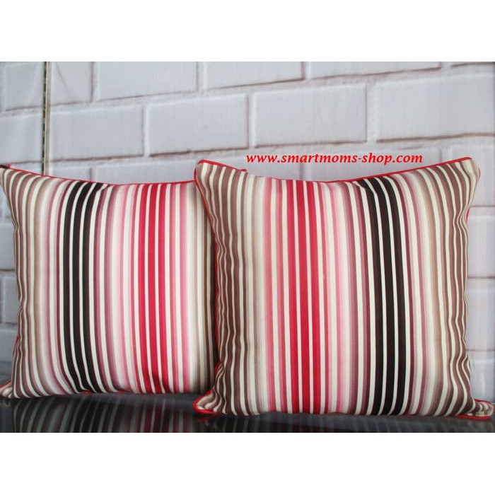 Unik SARUNG BANTAL KURSI TAMU MEWAH MINIMALIS MODERN STRIPE BROWN Limited