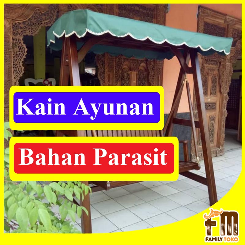 KAIN AYUNAN TAMAN ANTI AIR | Kain Kursi Ayunan Jati Waterproof Bahan Parasit + Rumbai (3 Ukuran)