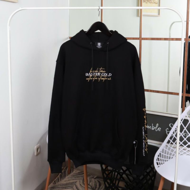 Hoodie bastercold original pria hitam brand lokal