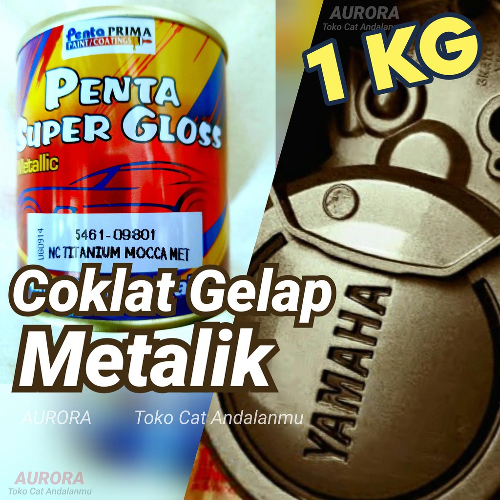 Cat Penta Super Gloss Magnesium 1kg Titanium Mocca Lemah Teles Coklat Tua Gelap Metallic Metalik