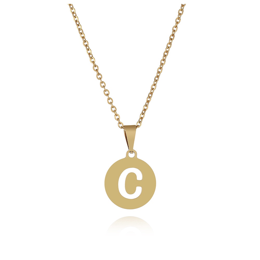 Kalung Dengan Liontin Inisial Alfabet A-Z Bahan Stainless Steel Untuk Wanita