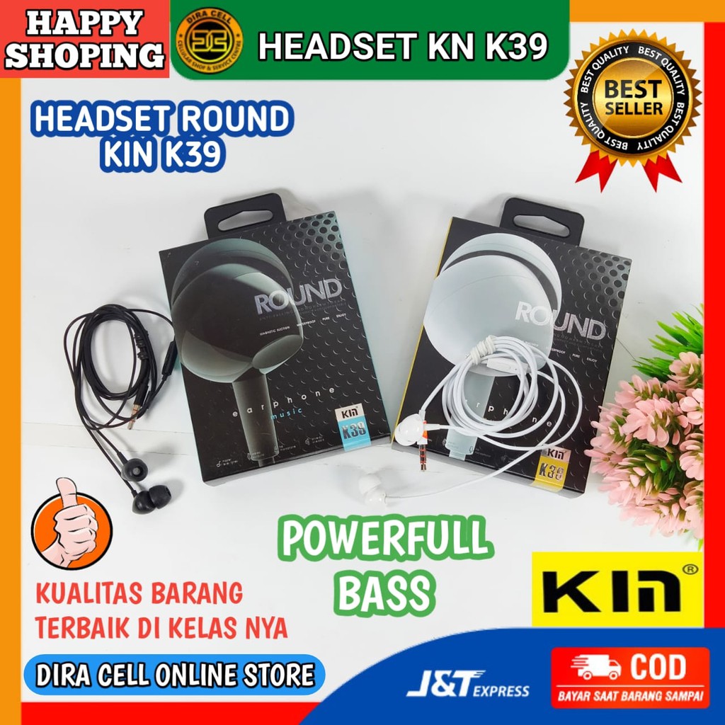 Heansfree Henset Earphones Headset KIN KYIN K39 Terbaru Powerfull Bass WARNA HITAM PUTIH MERAH