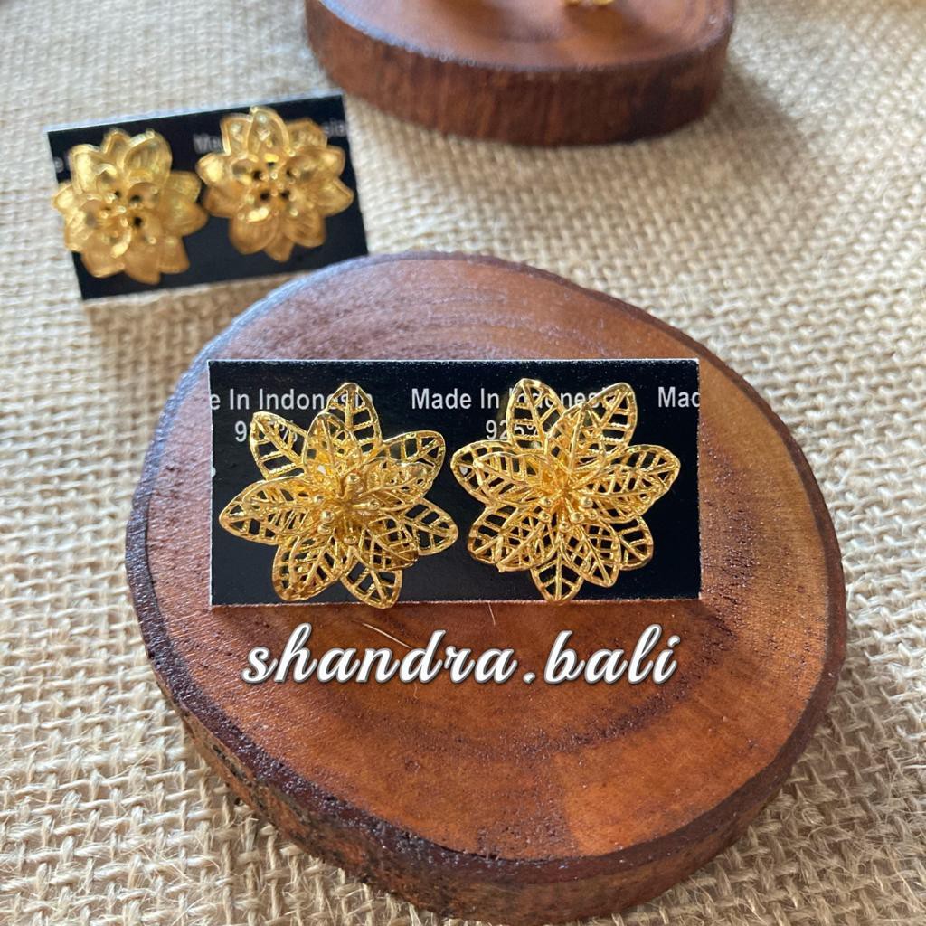 Anting Alpaka Emas Kendari Kerawang Sumpel Bali Skrup shandra.bali