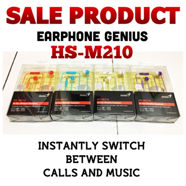 GENIUS EARPHONE HS-M210 FOR MUSIC AND CALL [ SALE PRODUCT ]