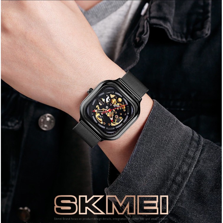 SKMEI 9184 Jam Tangan Pria Automatic Analog Tali Rantai Pasir WATCHKITE WKOS