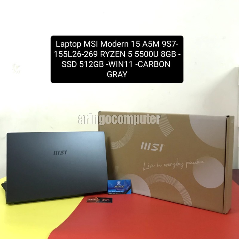 Laptop MSI MODERN 15 A5M 9S7-155L26-269 RYZEN 5 5500U 8GB -SSD 512GB -WIN11 -CARBON GRAY