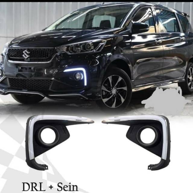 Cover foglamp dan lampu DLR LED putih dan sen kuning mobil Ertiga 2018