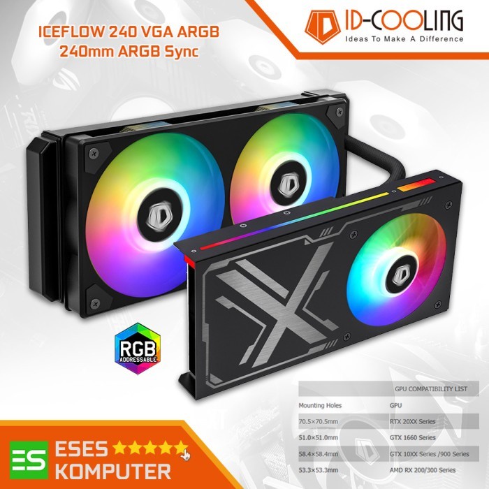 ID-COOLING ICEFLOW 240 VGA | GPU AIO Liquid Water Cooler ARGB Sync