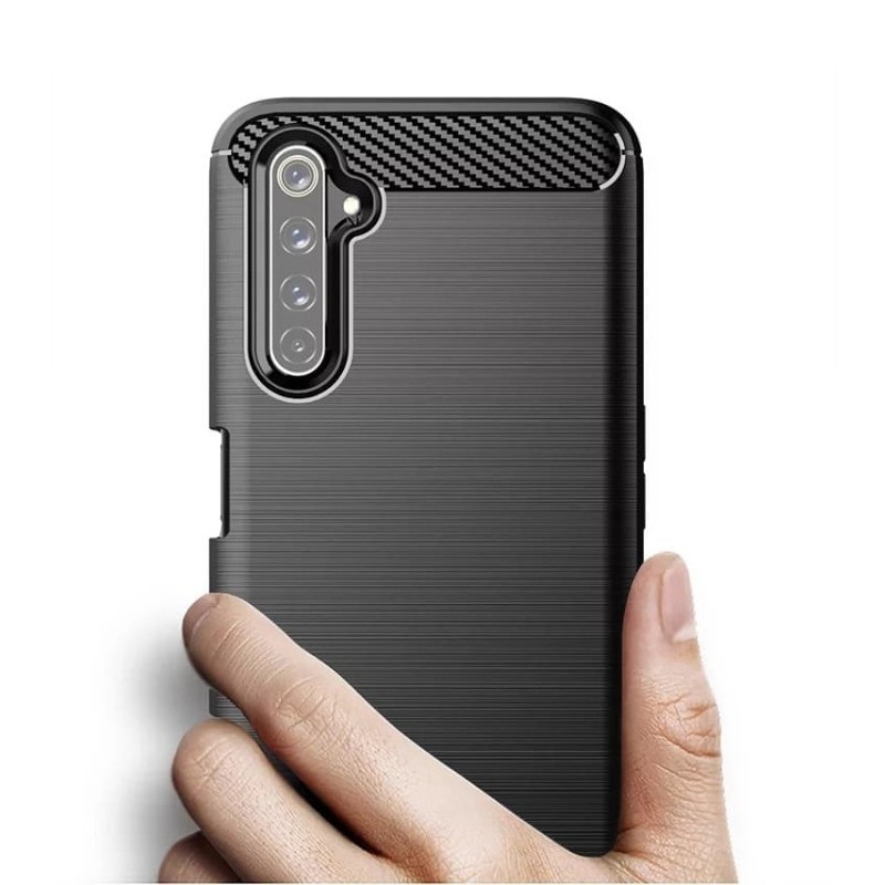 Casing Softcase Realme 6 Pro IPAKY Carbon Fiber Matte Softcase - Hitam