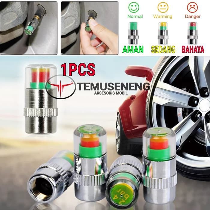 1Pcs Tutup Pentil Indikator Tekanan Angin Mobil Motor Alert Valve Cap