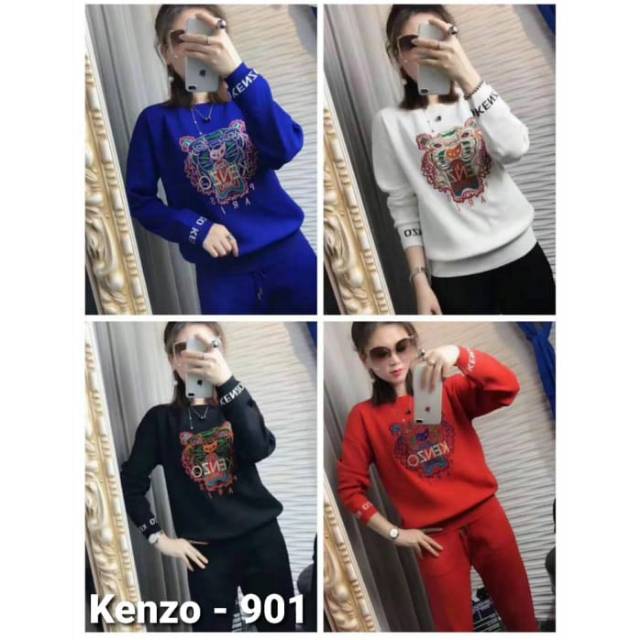 SETELAN KENZO RAJUT PREMIUM BORDIR Wanita Kekinian