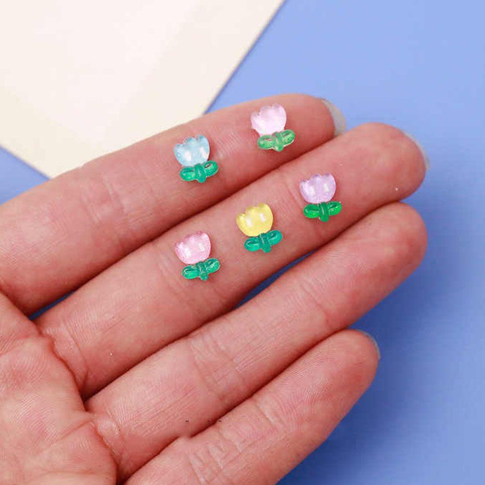Agustina Bunga Kuku Rhinestones Resin Fashion 3D Kuku Pesona Gaya Jepang Jepit Rambut Kerajinan Datar Kembali Bunga Kuku Hiasan
