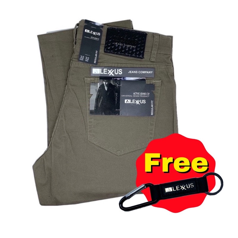 Celana Pria Katun Chino Stretch LEXUS Jeans Company Warna Mocca - Regular fit / Standar Melar