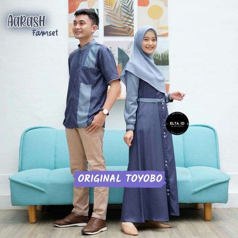 COD Gamis Couple Sarimbit Suami Istri Murah Terbaru Pasangan Muslim Busana Keluarga Kekinian Nbl009