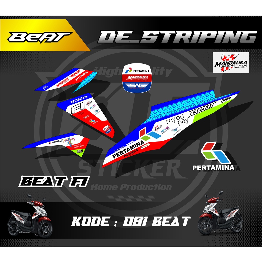 striping stiker beat mandalika racing team beat fi 2013-2015