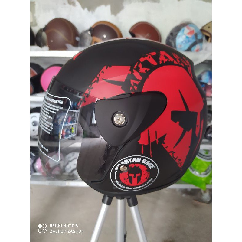 Promo Helm GM EVO Motif SpartanS Red Black Doff