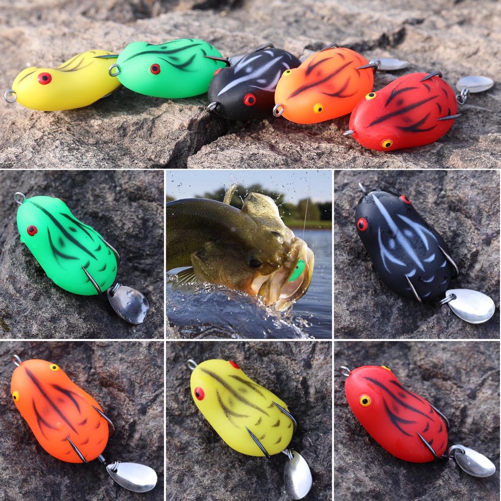 3D Fishing Lure Umpan Pancing Lure Fishing Lure 5cm/7g Umpan Pancing Umpan Payet Berputar Umpan Casting Lure Soft Lure Soft Frog Bentuk Katak