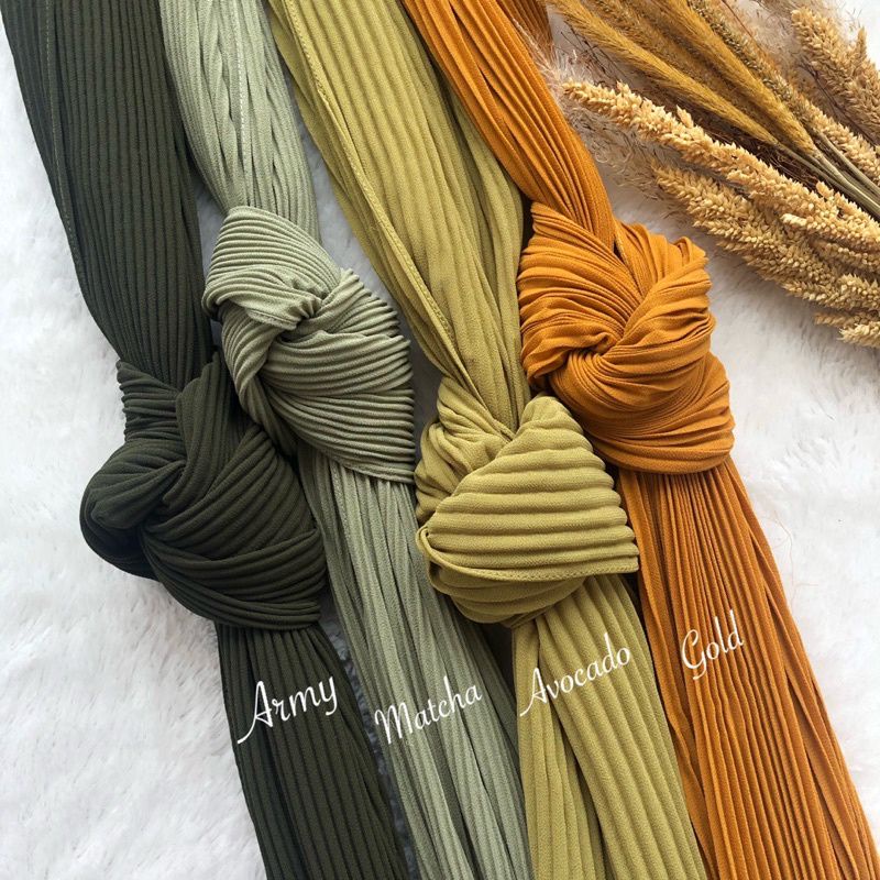 HIJAB PASHMINA PLISKET LIDI PREMIUM MATT CERUTY BABY DOLL BABYDOLL 180 x 75 Cm-Matcha