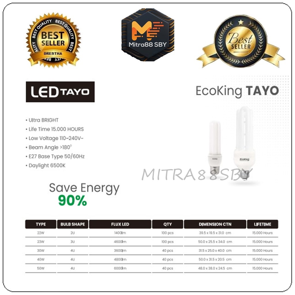 Mitra88sby Lampu Led bohlam 2U 22 Watt  4U 30 watt ( PLC LED bohlam LED Lampu lilin LED Hemat )