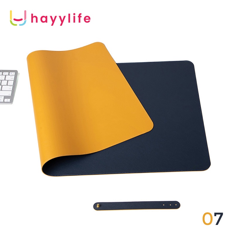 HAYYLIFE Mouse Pad Alas Komputer Waterproof Leather  alas mouse alas meja besar alas menulis alas meja komputer tahan air bahan kulit HL-AIA584-Kuning+Royal Blue