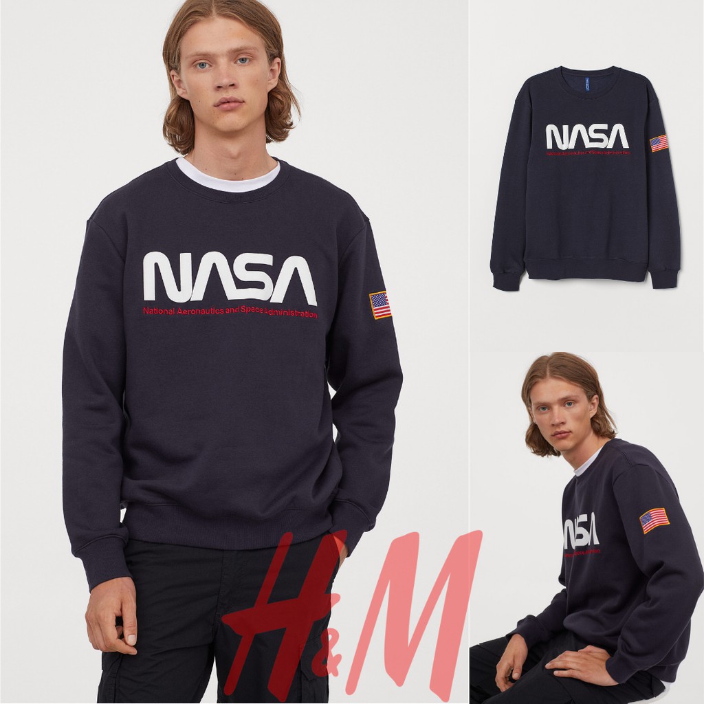 SWEATER H&M ORIGINAL NASA NAVY & PAPER BAG HNM SALE CREWNECK H&M WANITA SWEATER HNM ORIGINAL
