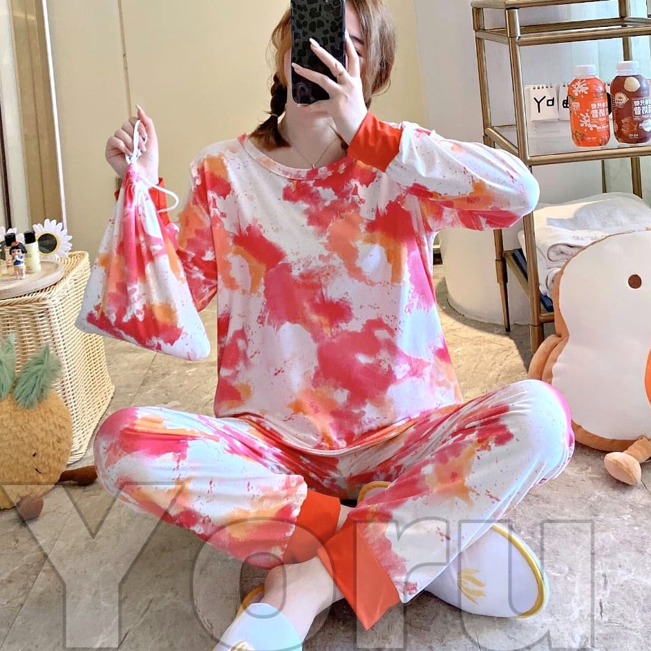 Pamelo Pajamas Tie Dye Daster Tie Dye Baju Tidur Tie dye Fashion Wanita TieDye Setelan Tiedye