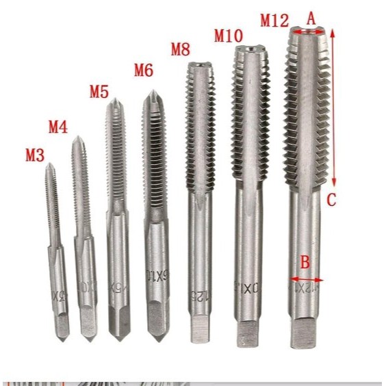 Alat Senai Pembuat Drat Tap Set Lengkap Gagang Stang Handle Alat Senai Pembuat Drat Hand Tap M3-12